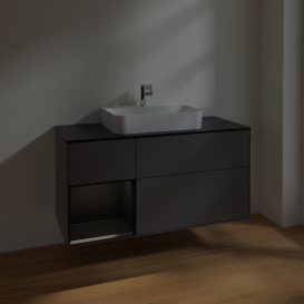 Тумба под раковину Villeroy & Boch Finion 120х50,1 см с подсветкой МДФ антрацит матовый лак/стекло черное матовое F412PDGK