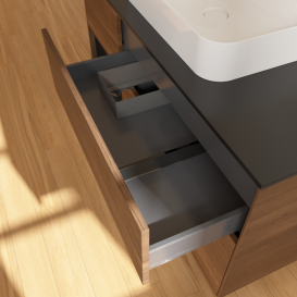 Тумба под раковину Villeroy & Boch Finion 120х50,1 см с подсветкой МДФ шпон грецкого ореха/стекло черное матовое F412PDGN