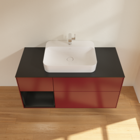 Тумба под раковину Villeroy & Boch Finion 120х50,1 см с подсветкой МДФ пион матовый лак/стекло черное матовое F412PDHB