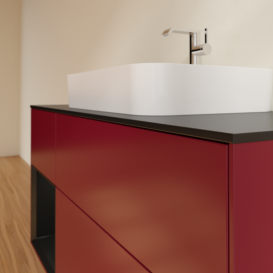 Тумба под раковину Villeroy & Boch Finion 120х50,1 см с подсветкой МДФ пион матовый лак/стекло черное матовое F412PDHB