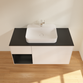 Тумба под раковину Villeroy & Boch Finion 120х50,1 см с подсветкой МДФ белый матовый лак/стекло черное матовое F412PDMT