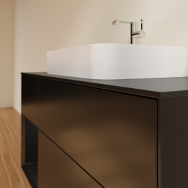 Тумба под раковину Villeroy & Boch Finion 120х50,1 см с подсветкой МДФ черный матовый лак/стекло черное матовое F412PDPD