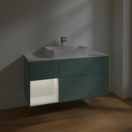 Тумба под раковину Villeroy & Boch Finion 120х50,1 см с подсветкой МДФ оливковый матовый лак/стекло белое матовое F411GFGM