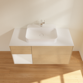 Тумба под раковину Villeroy & Boch Finion 120х50,1 см с подсветкой МДФ шпон дуба/стекло белое матовое F411GFPC