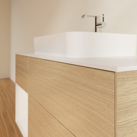 Тумба под раковину Villeroy & Boch Finion 120х50,1 см с подсветкой МДФ шпон дуба/стекло белое матовое F411GFPC