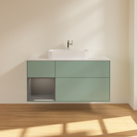 Тумба под раковину Villeroy & Boch Finion 120х50,1 см с подсветкой МДФ оливковый матовый лак/стекло белое матовое F411GKGM