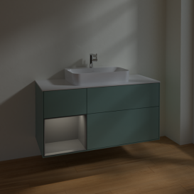 Тумба под раковину Villeroy & Boch Finion 120х50,1 см с подсветкой МДФ оливковый матовый лак/стекло белое матовое F411GKGM