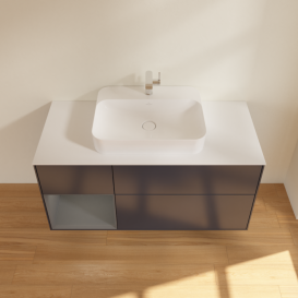 Тумба под раковину Villeroy & Boch Finion 120х50,1 см с подсветкой МДФ темно-синий матовый лак/стекло белое матовое F411GKHG