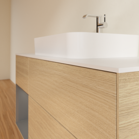 Тумба под раковину Villeroy & Boch Finion 120х50,1 см с подсветкой МДФ шпон дуба/стекло белое матовое F411GKPC