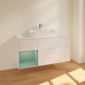 Тумба под раковину Villeroy & Boch Finion 120х50,1 см с подсветкой МДФ глянцевый белый лак/стекло белое матовое F411GMGF