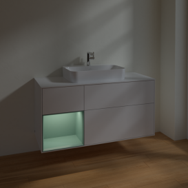 Тумба под раковину Villeroy & Boch Finion 120х50,1 см с подсветкой МДФ глянцевый белый лак/стекло белое матовое F411GMGF