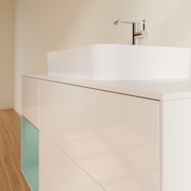 Тумба под раковину Villeroy & Boch Finion 120х50,1 см с подсветкой МДФ глянцевый белый лак/стекло белое матовое F411GMGF