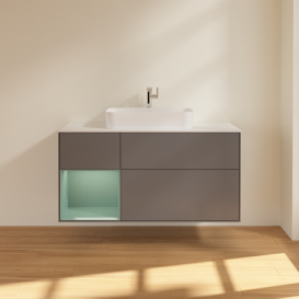 Тумба під раковину Villeroy & Boch Finion 120х50,1 см із підсвічуванням МДФ антрацит матовий лак/скло біле матове F411GMGK