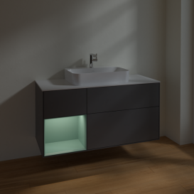 Тумба под раковину Villeroy & Boch Finion 120х50,1 см с подсветкой МДФ антрацит матовый лак/стекло белое матовое F411GMGK