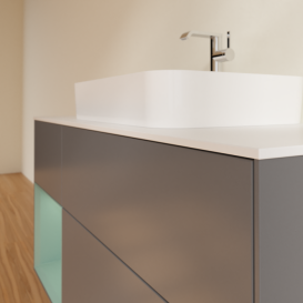 Тумба под раковину Villeroy & Boch Finion 120х50,1 см с подсветкой МДФ антрацит матовый лак/стекло белое матовое F411GMGK