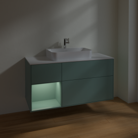 Тумба под раковину Villeroy & Boch Finion 120х50,1 см с подсветкой МДФ оливковый матовый лак/стекло белое матовое F411GMGM
