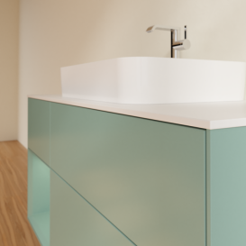 Тумба под раковину Villeroy & Boch Finion 120х50,1 см с подсветкой МДФ оливковый матовый лак/стекло белое матовое F411GMGM