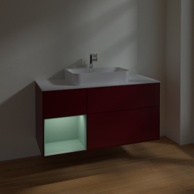 Тумба под раковину Villeroy & Boch Finion 120х50,1 см с подсветкой МДФ пион матовый лак/стекло белое матовое F411GMHB