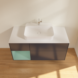 Тумба под раковину Villeroy & Boch Finion 120х50,1 см с подсветкой МДФ темно-синий матовый лак/стекло белое матовое F411GMHG