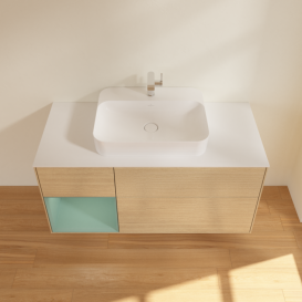 Тумба под раковину Villeroy & Boch Finion 120х50,1 см с подсветкой МДФ шпон дуба/стекло белое матовое F411GMPC