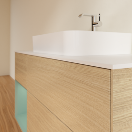 Тумба под раковину Villeroy & Boch Finion 120х50,1 см с подсветкой МДФ шпон дуба/стекло белое матовое F411GMPC