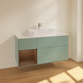 Тумба под раковину Villeroy & Boch Finion 120х50,1 см с подсветкой МДФ оливковый матовый лак/стекло белое матовое F411GNGM