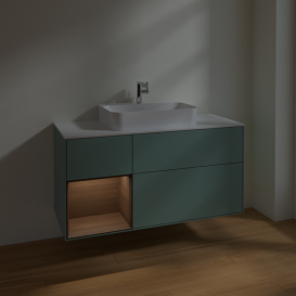 Тумба под раковину Villeroy & Boch Finion 120х50,1 см с подсветкой МДФ оливковый матовый лак/стекло белое матовое F411GNGM