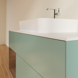 Тумба под раковину Villeroy & Boch Finion 120х50,1 см с подсветкой МДФ оливковый матовый лак/стекло белое матовое F411GNGM