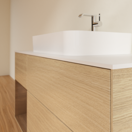 Тумба под раковину Villeroy & Boch Finion 120х50,1 см с подсветкой МДФ шпон дуба/стекло белое матовое F411GNPC