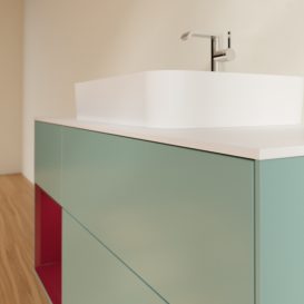 Тумба под раковину Villeroy & Boch Finion 120х50,1 см с подсветкой МДФ оливковый матовый лак/стекло белое матовое F411HBGM