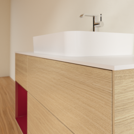 Тумба под раковину Villeroy & Boch Finion 120х50,1 см с подсветкой МДФ шпон дуба/стекло белое матовое F411HBPC