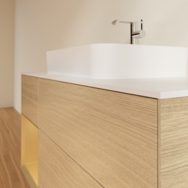 Тумба под раковину Villeroy & Boch Finion 120х50,1 см с подсветкой МДФ шпон дуба/стекло белое матовое F411HFPC