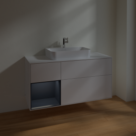 Тумба под раковину Villeroy & Boch Finion 120х50,1 см с подсветкой МДФ глянцевый белый лак/стекло белое матовое F411HGGF