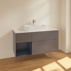 Тумба под раковину Villeroy & Boch Finion 120х50,1 см с подсветкой МДФ антрацит матовый лак/стекло белое матовое F411HGGK