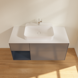 Тумба под раковину Villeroy & Boch Finion 120х50,1 см с подсветкой МДФ антрацит матовый лак/стекло белое матовое F411HGGK