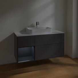 Тумба под раковину Villeroy & Boch Finion 120х50,1 см с подсветкой МДФ антрацит матовый лак/стекло белое матовое F411HGGK