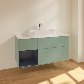 Тумба под раковину Villeroy & Boch Finion 120х50,1 см с подсветкой МДФ оливковый матовый лак/стекло белое матовое F411HGGM