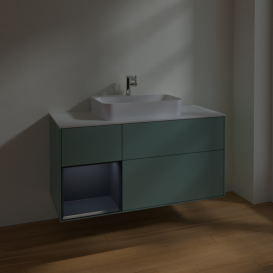 Тумба под раковину Villeroy & Boch Finion 120х50,1 см с подсветкой МДФ оливковый матовый лак/стекло белое матовое F411HGGM