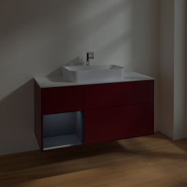 Тумба под раковину Villeroy & Boch Finion 120х50,1 см с подсветкой МДФ пион матовый лак/стекло белое матовое F411HGHB