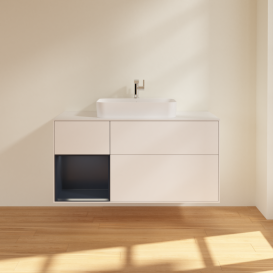 Тумба під раковину Villeroy & Boch Finion 120х50,1 см із підсвічуванням МДФ білий матовий лак/скло біле матове F411HGMT