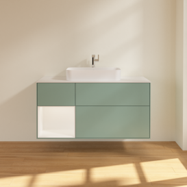 Тумба под раковину Villeroy & Boch Finion 120х50,1 см с подсветкой МДФ оливковый матовый лак/стекло белое матовое F411MTGM