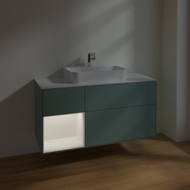 Тумба под раковину Villeroy & Boch Finion 120х50,1 см с подсветкой МДФ оливковый матовый лак/стекло белое матовое F411MTGM