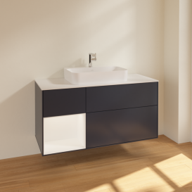 Тумба под раковину Villeroy & Boch Finion 120х50,1 см с подсветкой МДФ темно-синий матовый лак/стекло белое матовое F411MTHG