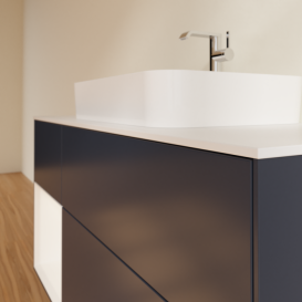 Тумба под раковину Villeroy & Boch Finion 120х50,1 см с подсветкой МДФ темно-синий матовый лак/стекло белое матовое F411MTHG