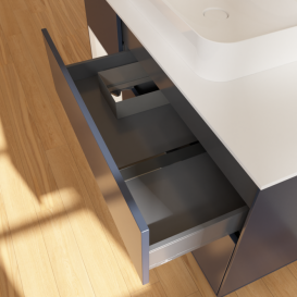 Тумба под раковину Villeroy & Boch Finion 120х50,1 см с подсветкой МДФ темно-синий матовый лак/стекло белое матовое F411MTHG