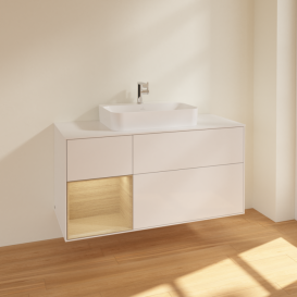 Тумба под раковину Villeroy & Boch Finion 120х50,1 см с подсветкой МДФ глянцевый белый лак/стекло белое матовое F411PCGF