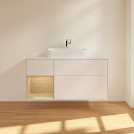 Тумба под раковину Villeroy & Boch Finion 120х50,1 см с подсветкой МДФ глянцевый белый лак/стекло белое матовое F411PCGF