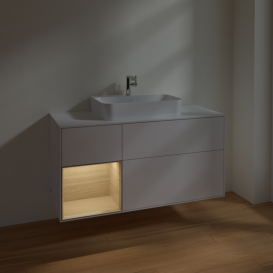 Тумба под раковину Villeroy & Boch Finion 120х50,1 см с подсветкой МДФ глянцевый белый лак/стекло белое матовое F411PCGF