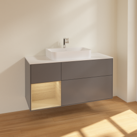 Тумба под раковину Villeroy & Boch Finion 120х50,1 см с подсветкой МДФ антрацит матовый лак/стекло белое матовое F411PCGK