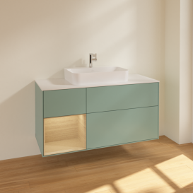 Тумба под раковину Villeroy & Boch Finion 120х50,1 см с подсветкой МДФ оливковый матовый лак/стекло белое матовое F411PCGM